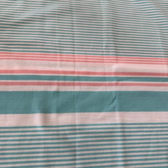 Vintage Fabric Poly Stretch Aqua Pink White Stripe 60 x 36 1 yard - Picture 3 of 8